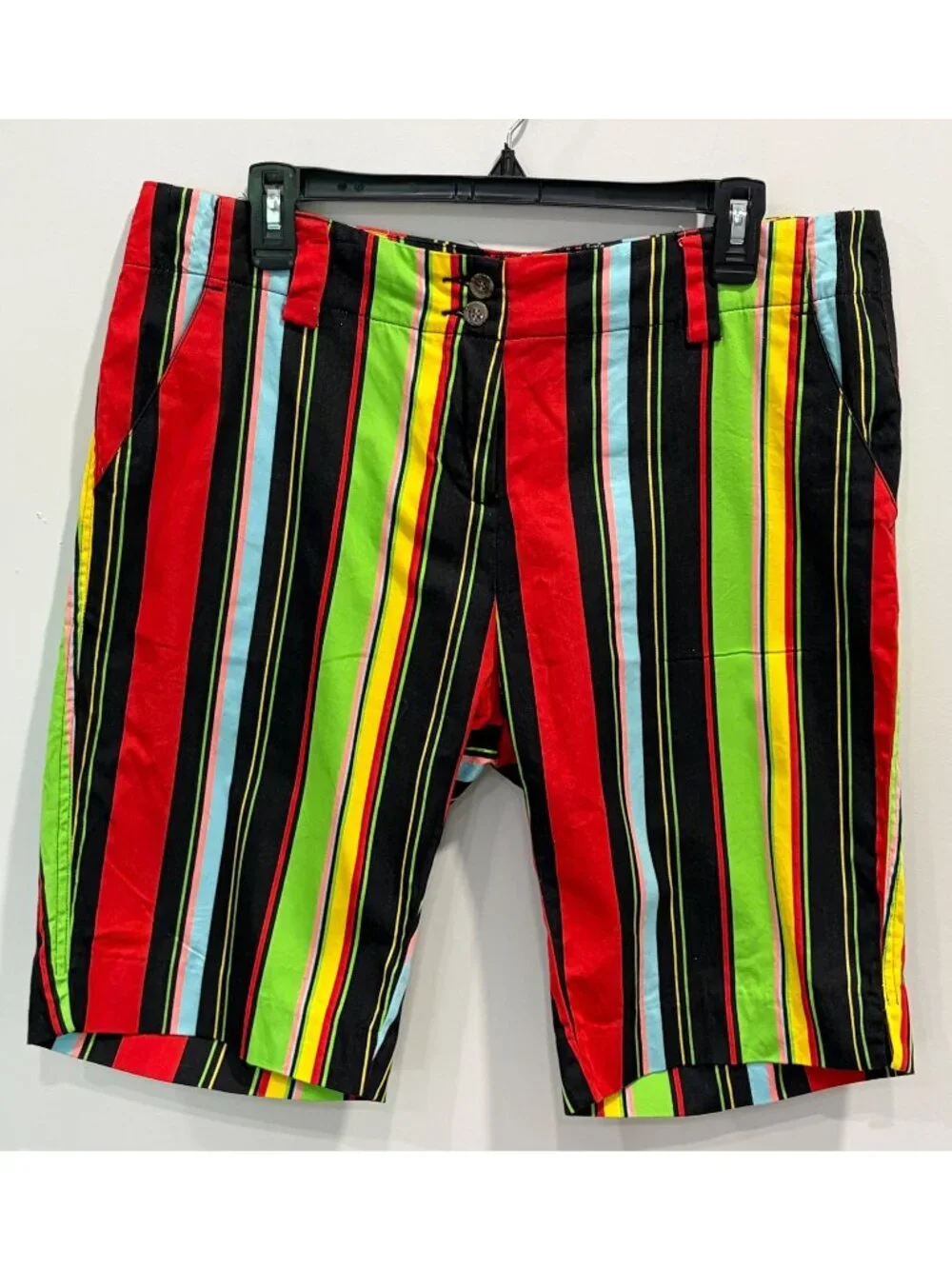 Loudmouth Golf Striped Shorts Womens Size 10 Colorful Bermuda Stretch